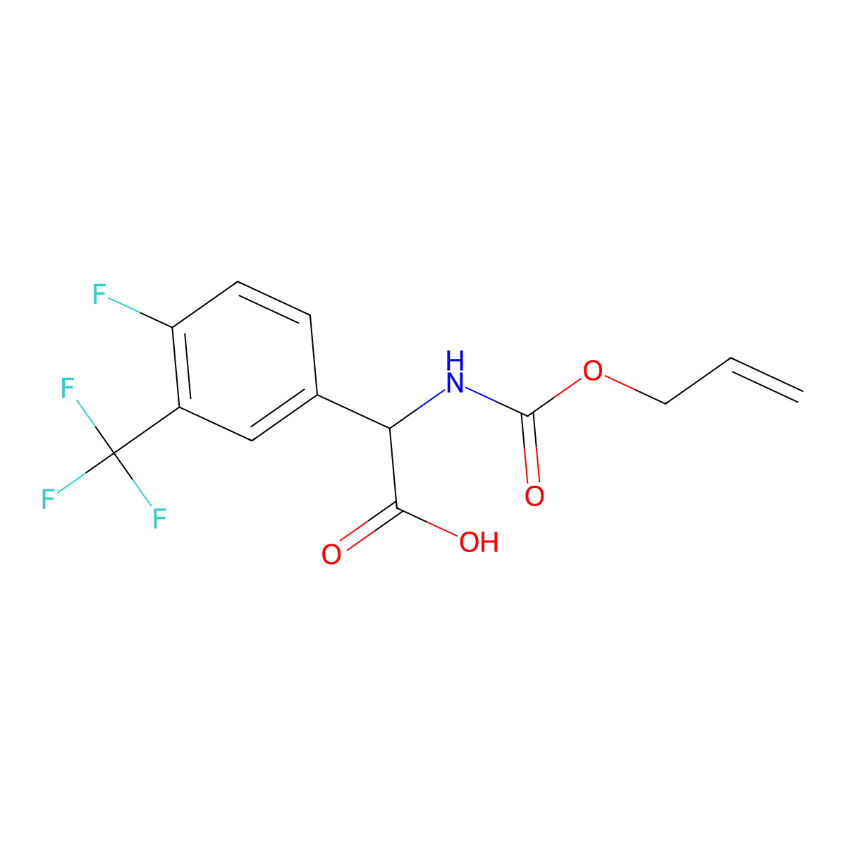 2-[4-Fluoro-3-(trifluoromethyl)phenyl]-2-{[(prop-2-en-1-yloxy)carbonyl]amino}acetic acid molecular structure, CAS 2870642-74-1