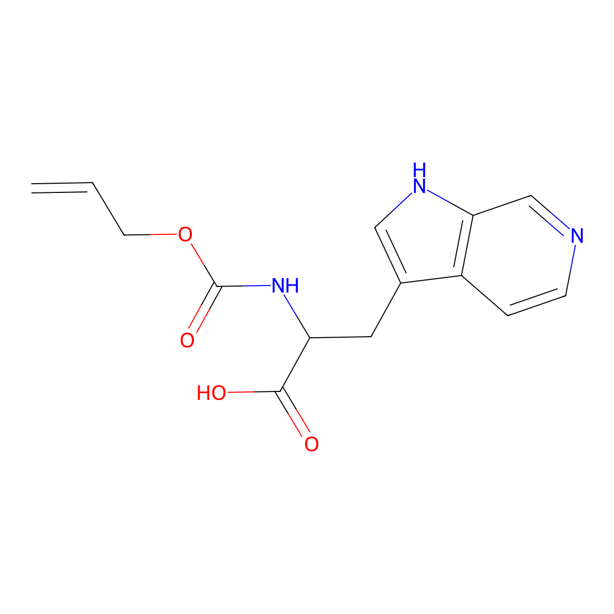 2-{[(prop-2-en-1-yloxy)carbonyl]amino}-3-{1H-pyrrolo[2,3-c]pyridin-3-yl}propanoic acid molecular structure, CAS 2870642-84-3