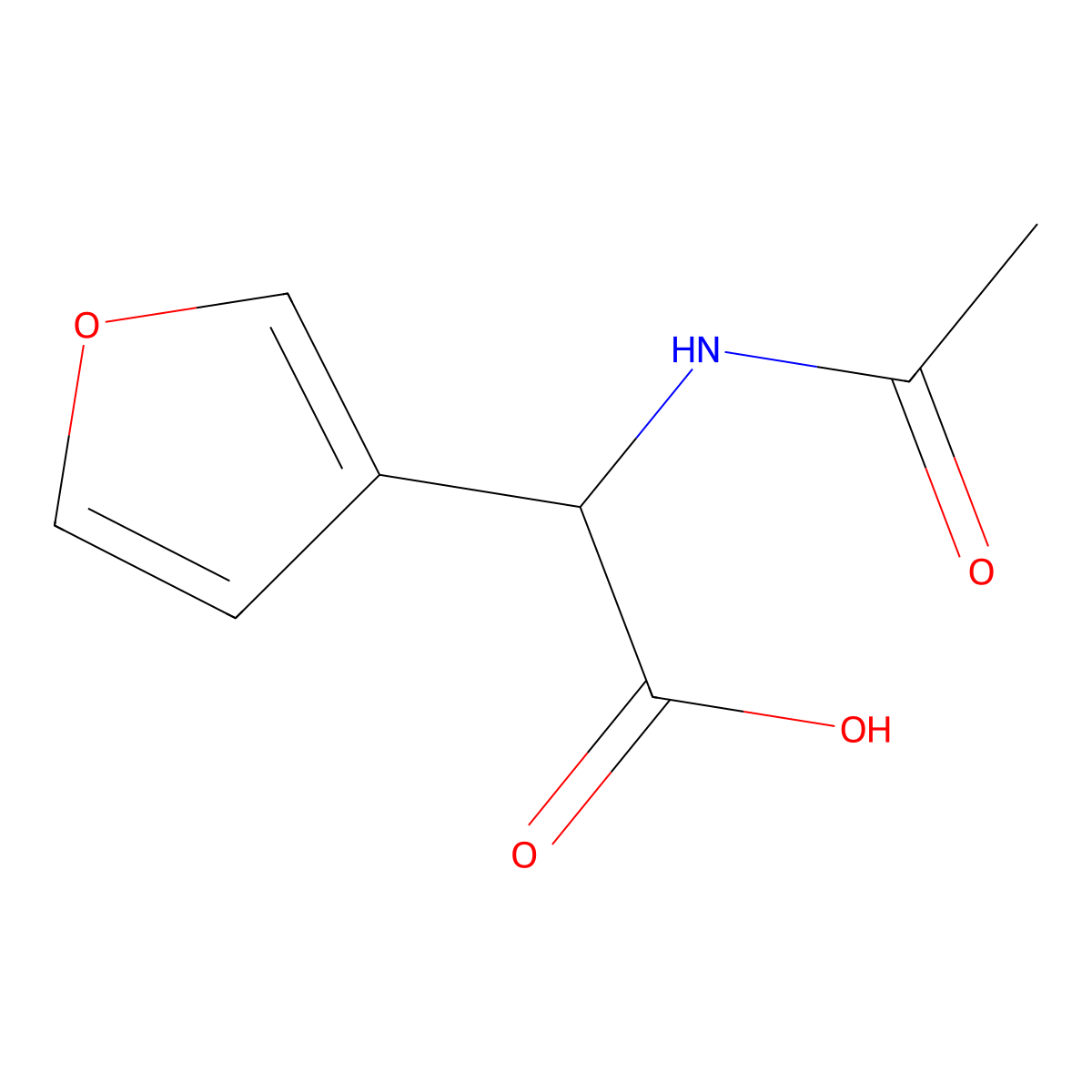2-Acetamido-2-(furan-3-yl)acetic acid molecular structure, CAS 2870642-85-4