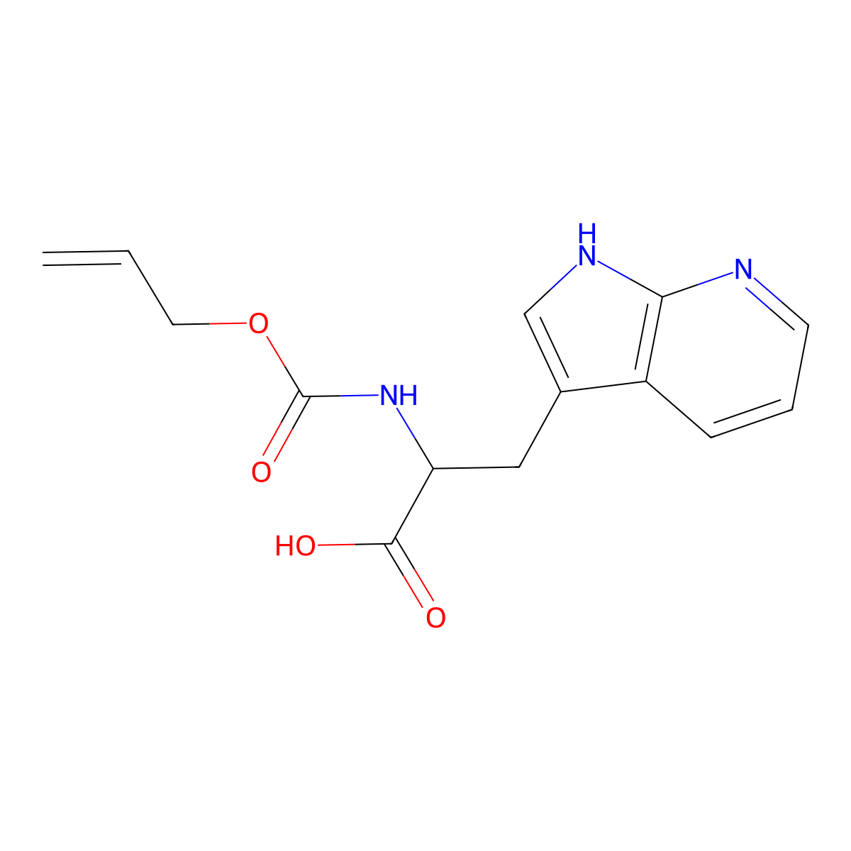 2-{[(prop-2-en-1-yloxy)carbonyl]amino}-3-{1H-pyrrolo[2,3-b]pyridin-3-yl}propanoic acid molecular structure, CAS 2870643-04-0