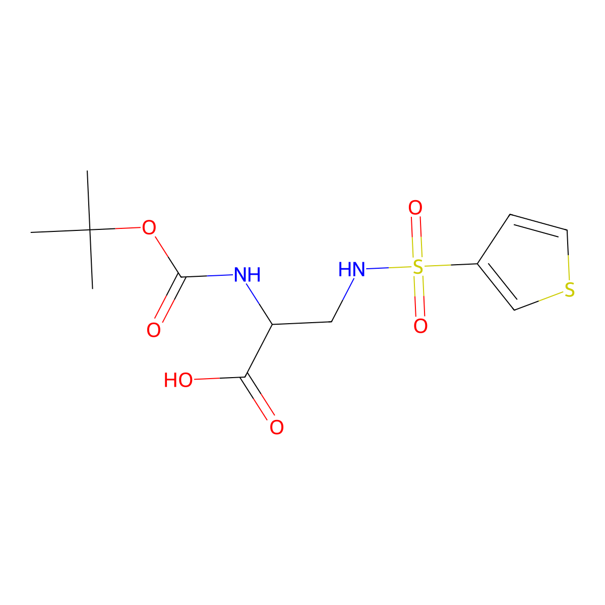 2-{[(Tert-butoxy)carbonyl]amino}-3-(thiophene-3-sulfonamido)propanoic acid molecular structure, CAS 2870643-07-3