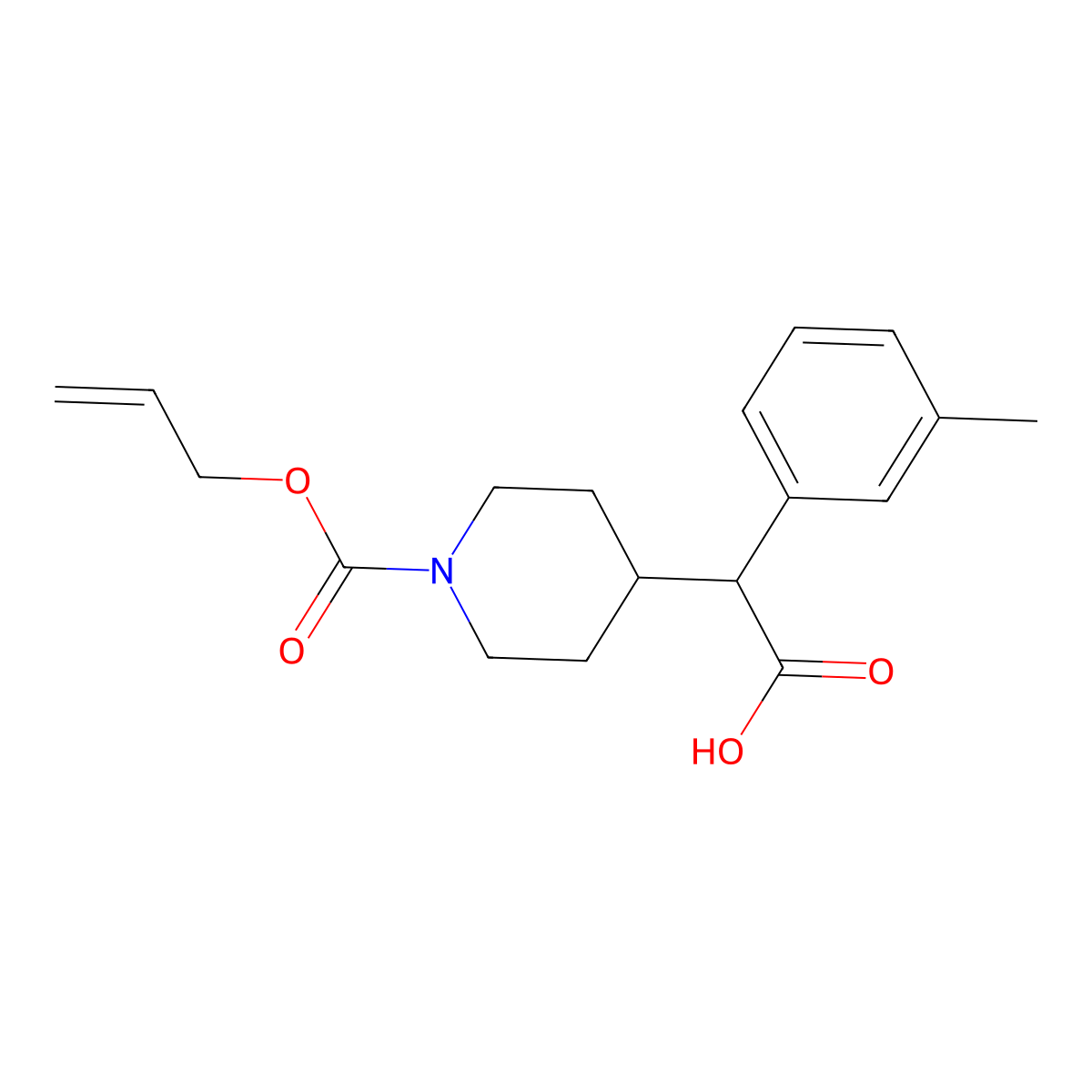 2-(3-Methylphenyl)-2-{1-[(prop-2-en-1-yloxy)carbonyl]piperidin-4-yl}acetic acid molecular structure, CAS 2870643-11-9