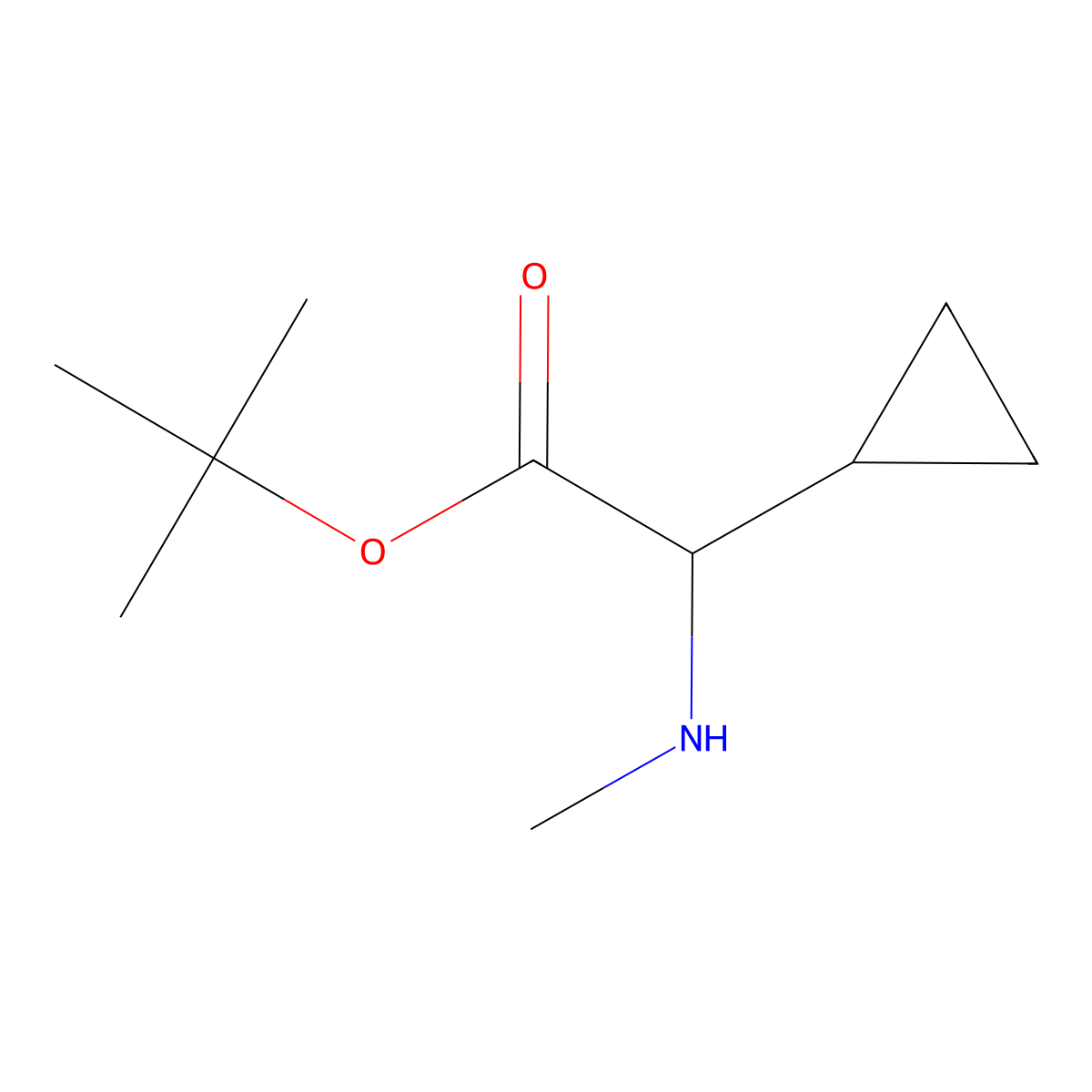 Tert-butyl 2-cyclopropyl-2-(methylamino)acetate molecular structure, CAS 2870643-12-0