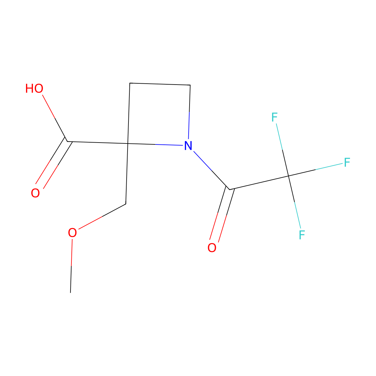 2-(Methoxymethyl)-1-(2,2,2-trifluoroacetyl)azetidine-2-carboxylic acid molecular structure, CAS 2870643-24-4