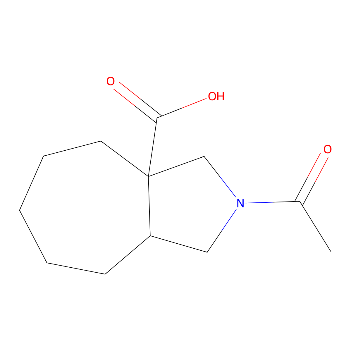 rac-(3aR,8aR)-2-acetyl-decahydrocyclohepta[c]pyrrole-3a-carboxylic acid molecular structure, CAS 2870643-27-7