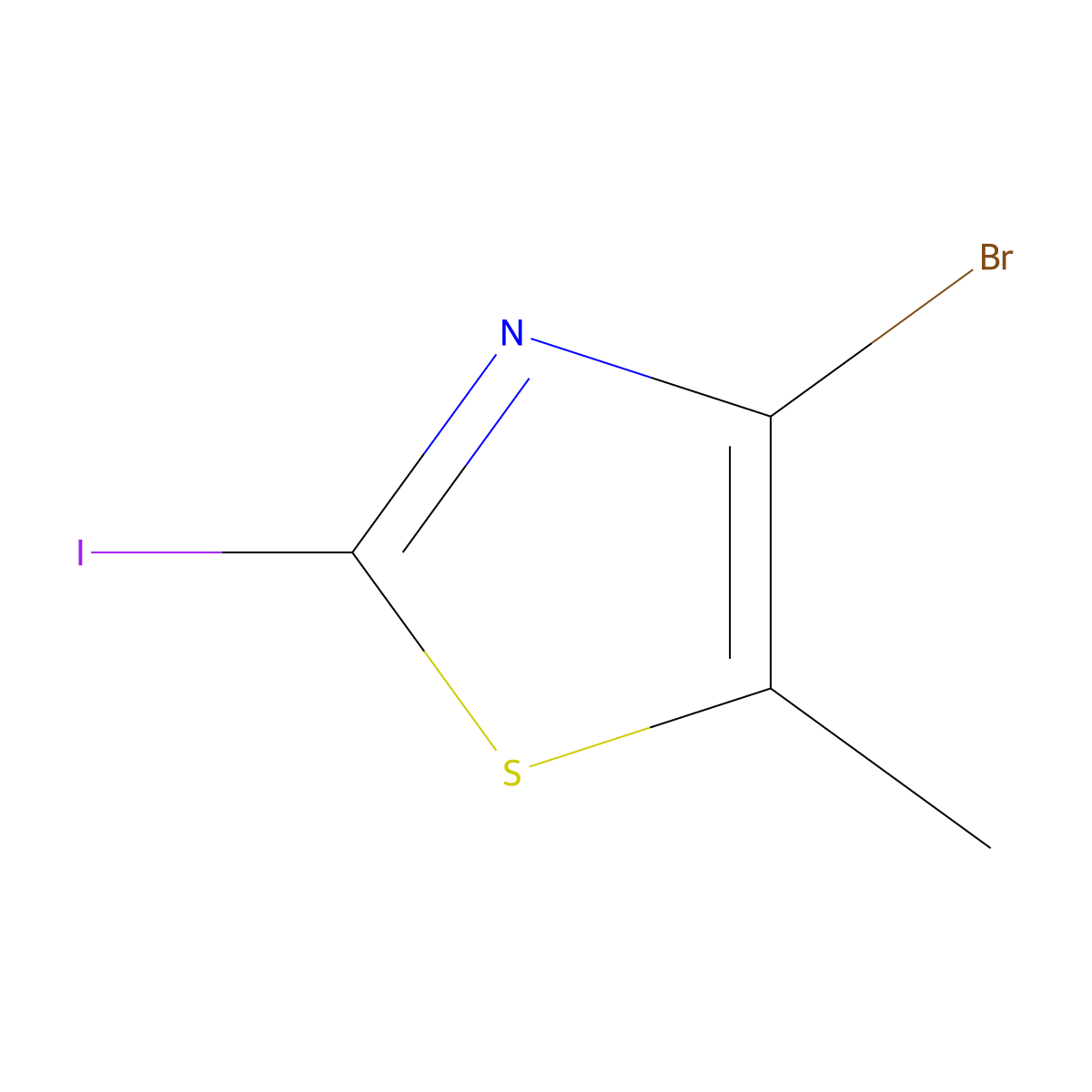 4-Bromo-2-iodo-5-methyl-1,3-thiazole molecular structure, CAS 2870643-30-2
