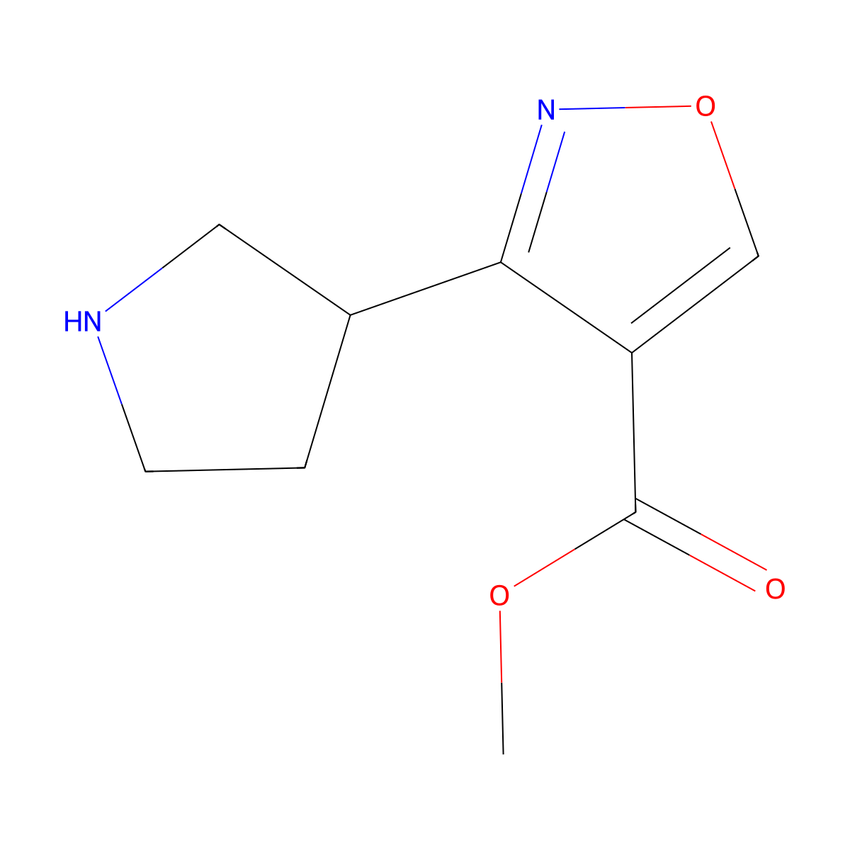 Methyl 3-(pyrrolidin-3-yl)-1,2-oxazole-4-carboxylate molecular structure, CAS 2870643-33-5