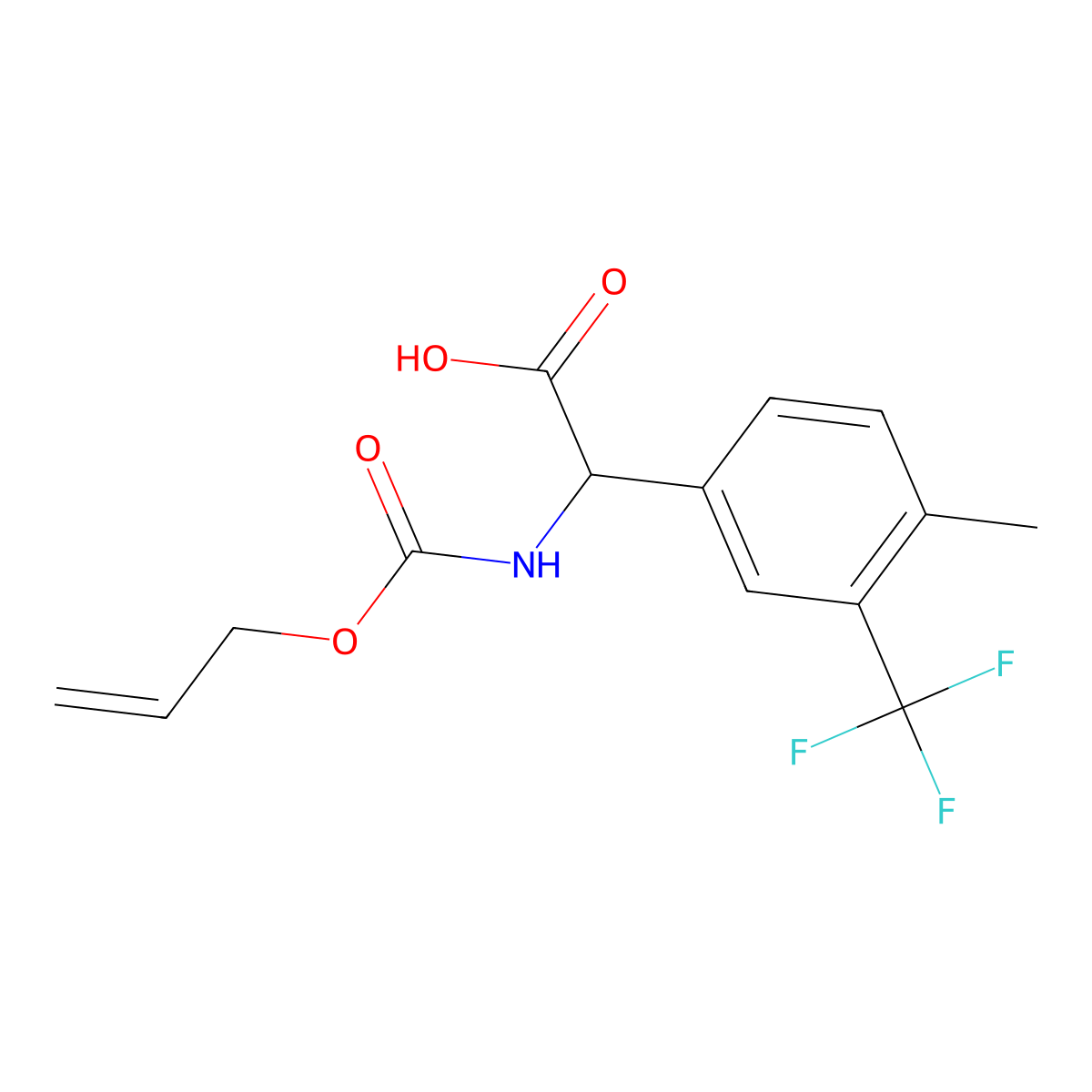 2-[4-Methyl-3-(trifluoromethyl)phenyl]-2-{[(prop-2-en-1-yloxy)carbonyl]amino}acetic acid molecular structure, CAS 2870643-36-8