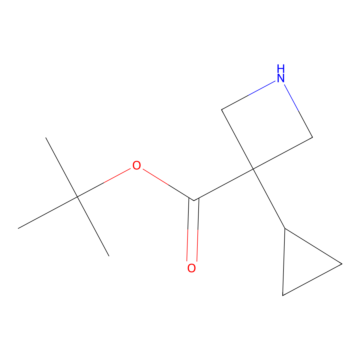 Tert-butyl 3-cyclopropylazetidine-3-carboxylate molecular structure, CAS 2870643-37-9