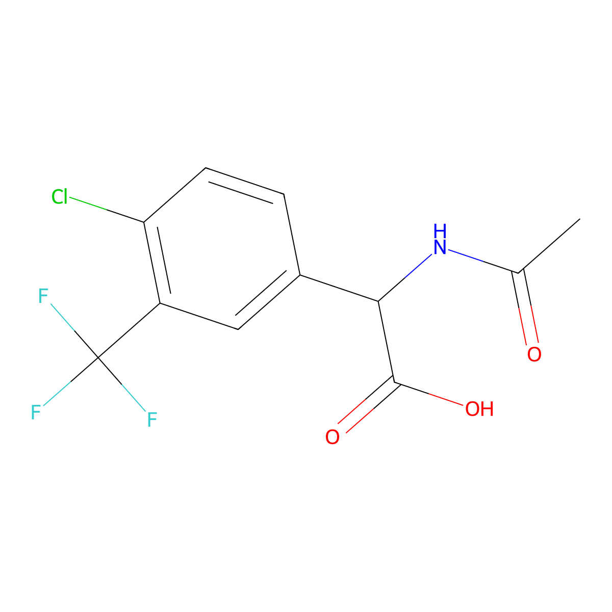 2-[4-Chloro-3-(trifluoromethyl)phenyl]-2-acetamidoacetic acid molecular structure, CAS 2870643-42-6