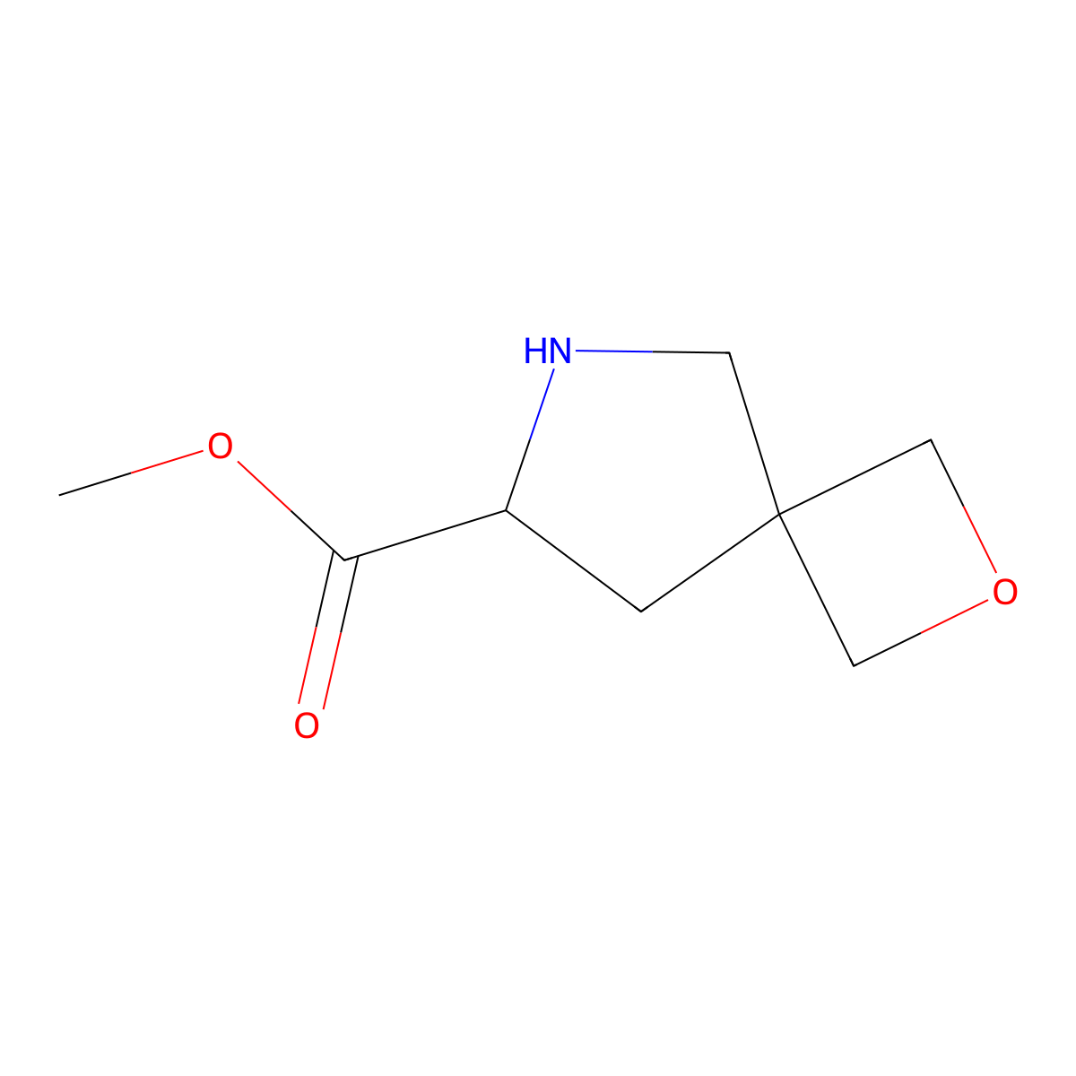 Methyl 2-oxa-6-azaspiro[3.4]octane-7-carboxylate molecular structure, CAS 2870643-54-0