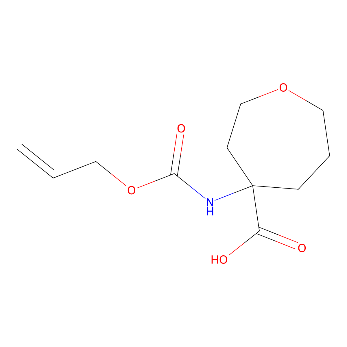 4-{[(Prop-2-en-1-yloxy)carbonyl]amino}oxepane-4-carboxylic acid molecular structure, CAS 2870643-57-3
