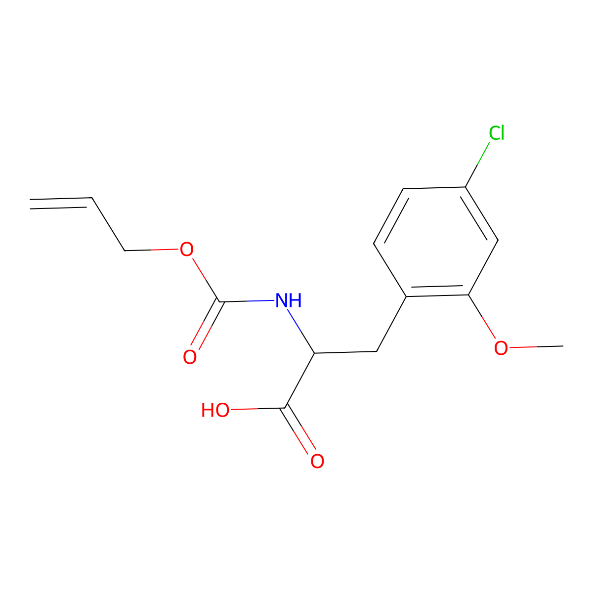 3-(4-Chloro-2-methoxyphenyl)-2-{[(prop-2-en-1-yloxy)carbonyl]amino}propanoic acid molecular structure, CAS 2870643-60-8