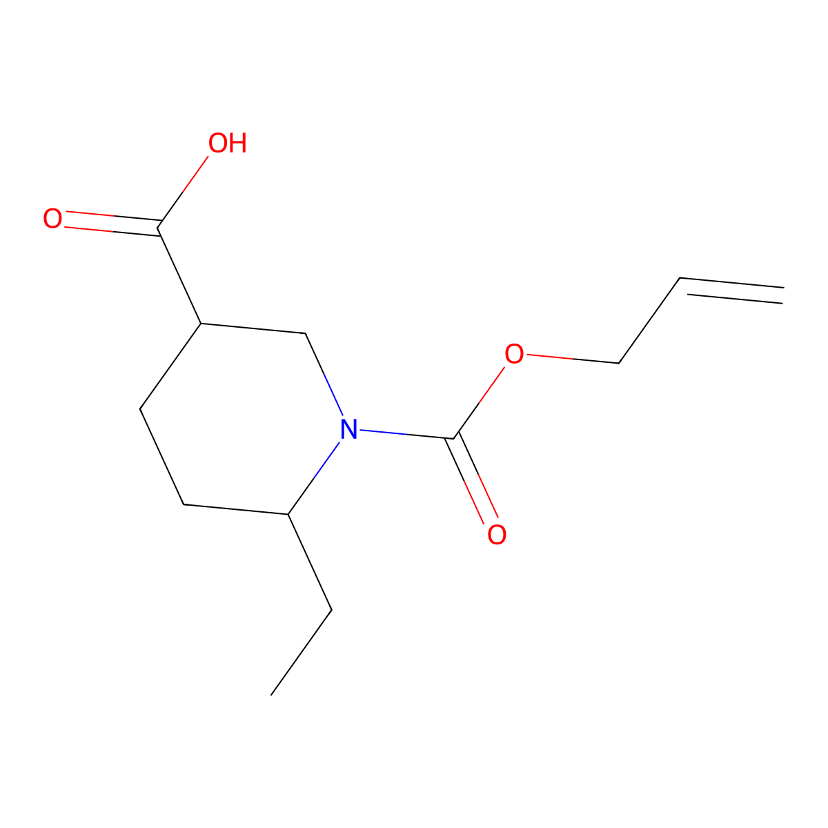 6-Ethyl-1-[(prop-2-en-1-yloxy)carbonyl]piperidine-3-carboxylic acid molecular structure, CAS 2870643-64-2