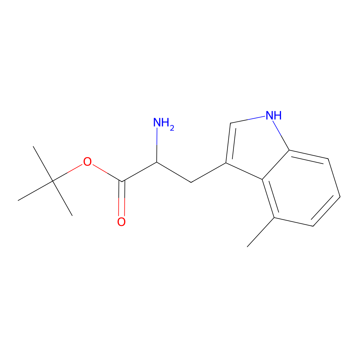 tert-butyl 2-amino-3-(4-methyl-1H-indol-3-yl)propanoate molecular structure, CAS 2870643-68-6