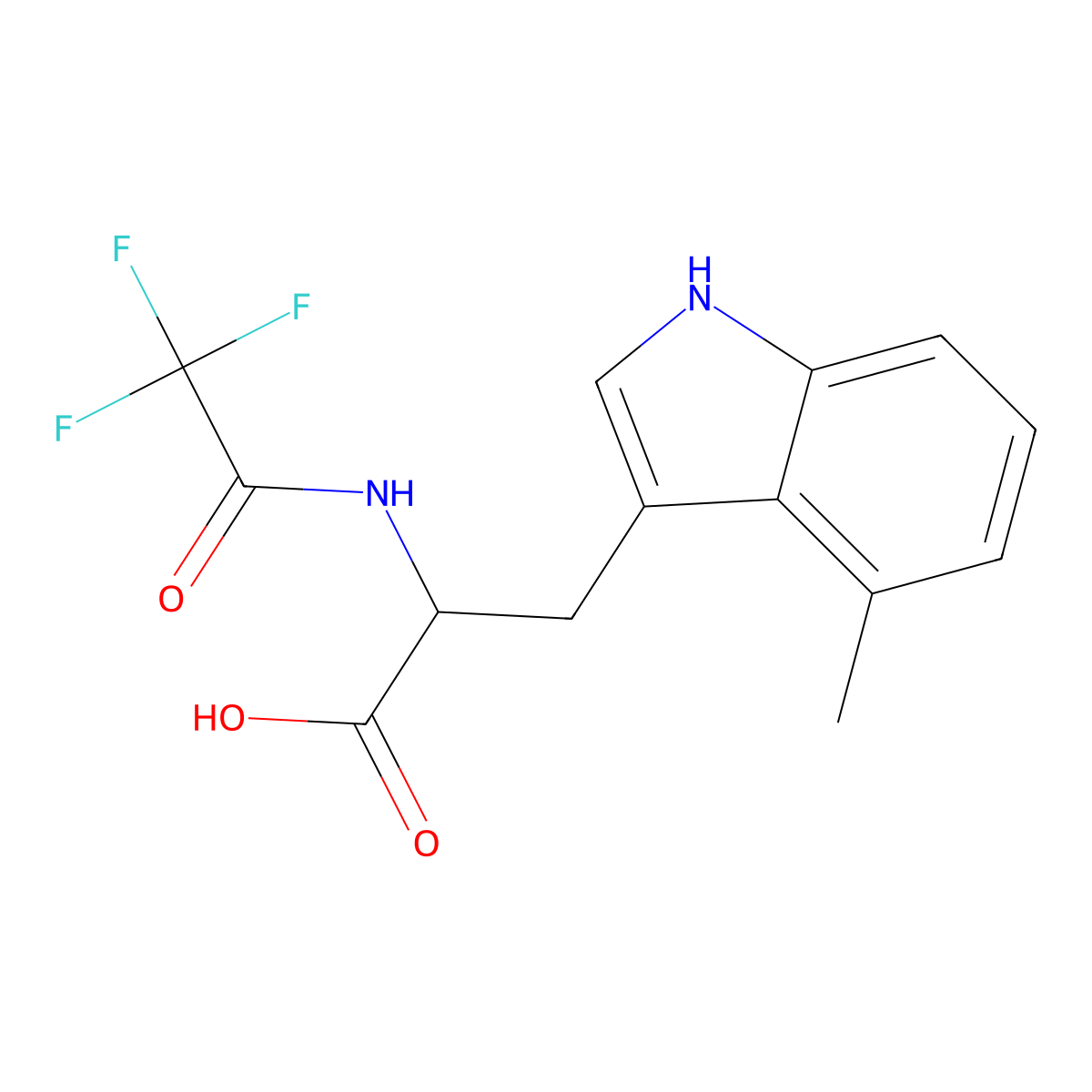 3-(4-methyl-1H-indol-3-yl)-2-(2,2,2-trifluoroacetamido)propanoic acid molecular structure, CAS 2870643-70-0