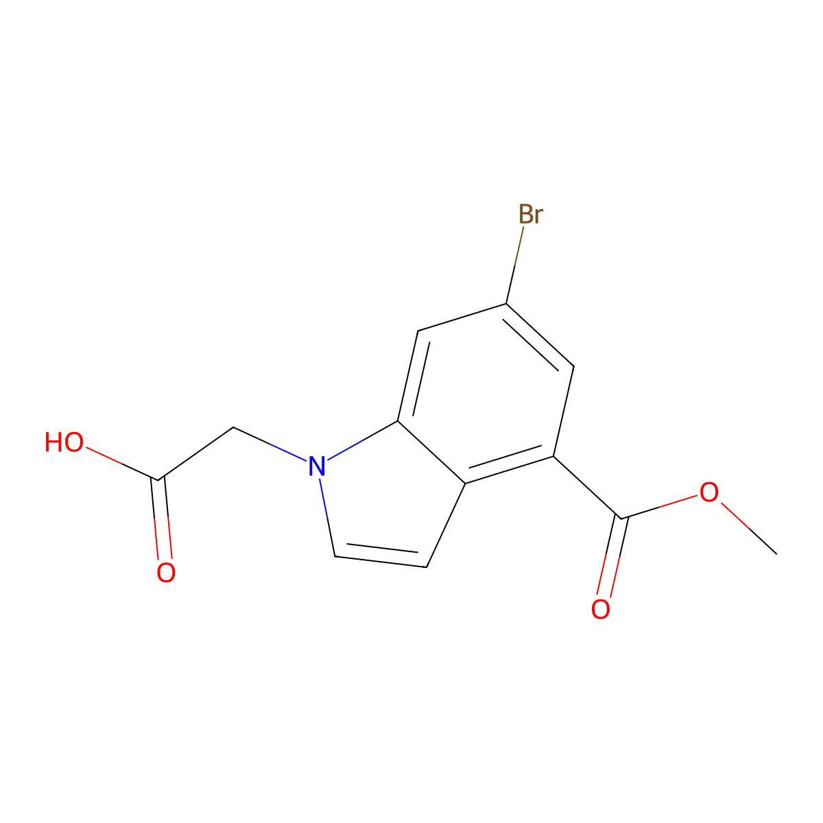 2-[6-bromo-4-(methoxycarbonyl)-1H-indol-1-yl]acetic acid molecular structure, CAS 2870643-78-8