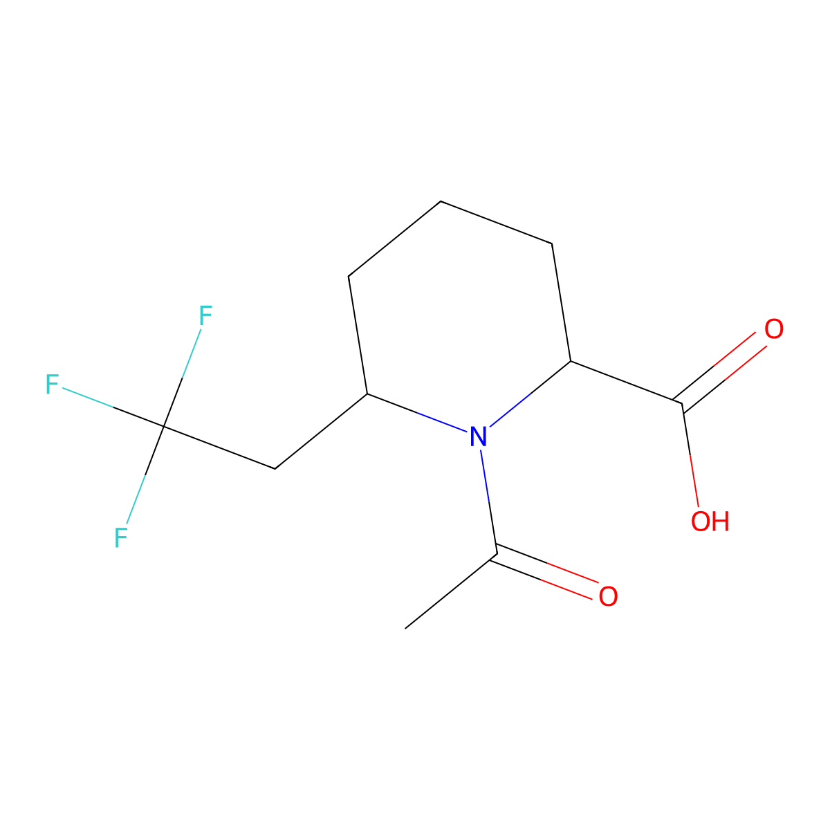 1-Acetyl-6-(2,2,2-trifluoroethyl)piperidine-2-carboxylic acid molecular structure, CAS 2870643-83-5