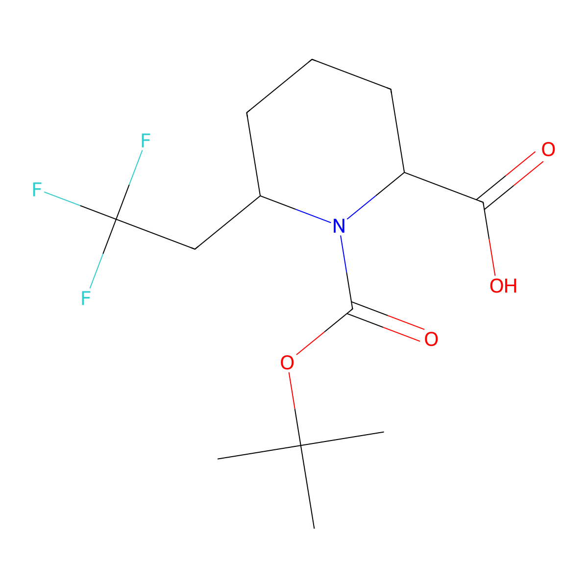 1-[(Tert-butoxy)carbonyl]-6-(2,2,2-trifluoroethyl)piperidine-2-carboxylic acid molecular structure, CAS 2870643-90-4