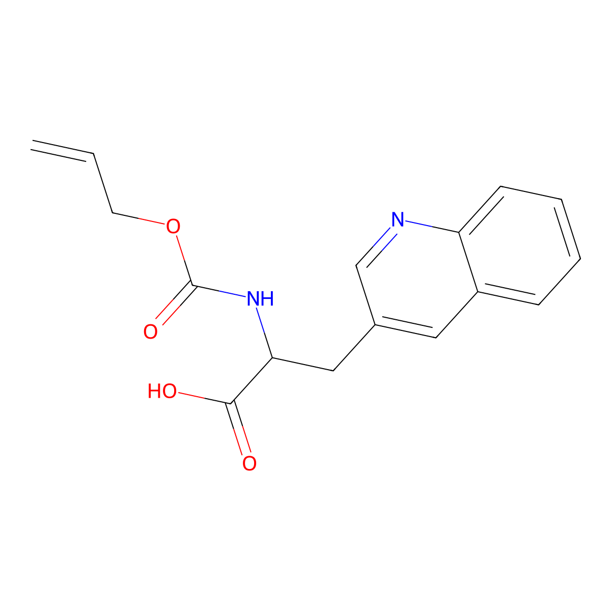 2-{[(Prop-2-en-1-yloxy)carbonyl]amino}-3-(quinolin-3-yl)propanoic acid molecular structure, CAS 2870644-52-1