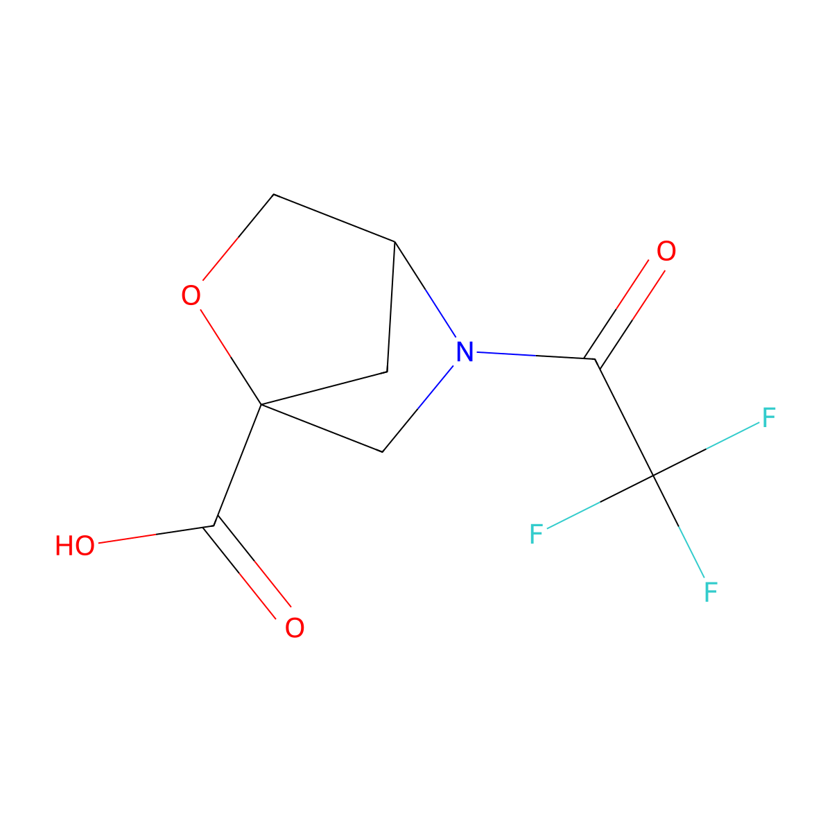 5-(2,2,2-Trifluoroacetyl)-2-oxa-5-azabicyclo[2.2.1]heptane-1-carboxylic acid molecular structure, CAS 2870644-70-3