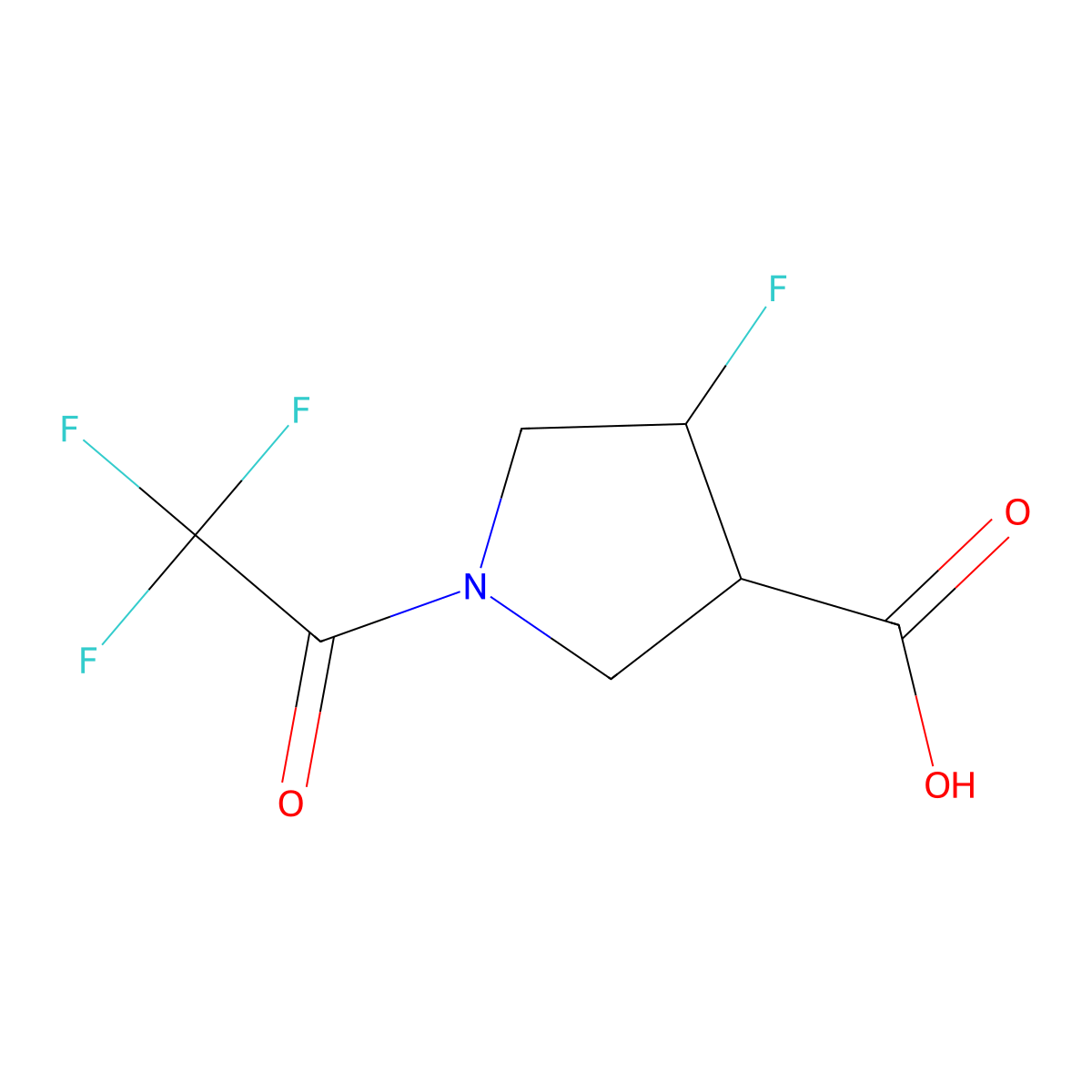 rac-(3R,4R)-4-fluoro-1-(trifluoroacetyl)pyrrolidine-3-carboxylic acid molecular structure, CAS 2870644-75-8