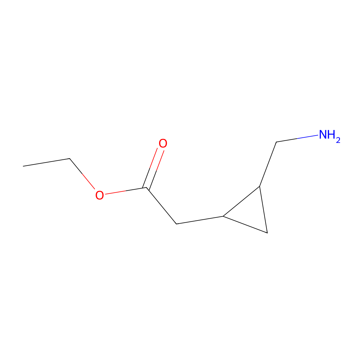 rac-ethyl 2-[(1R,2S)-2-(aminomethyl)cyclopropyl]acetate molecular structure, CAS 2870644-76-9