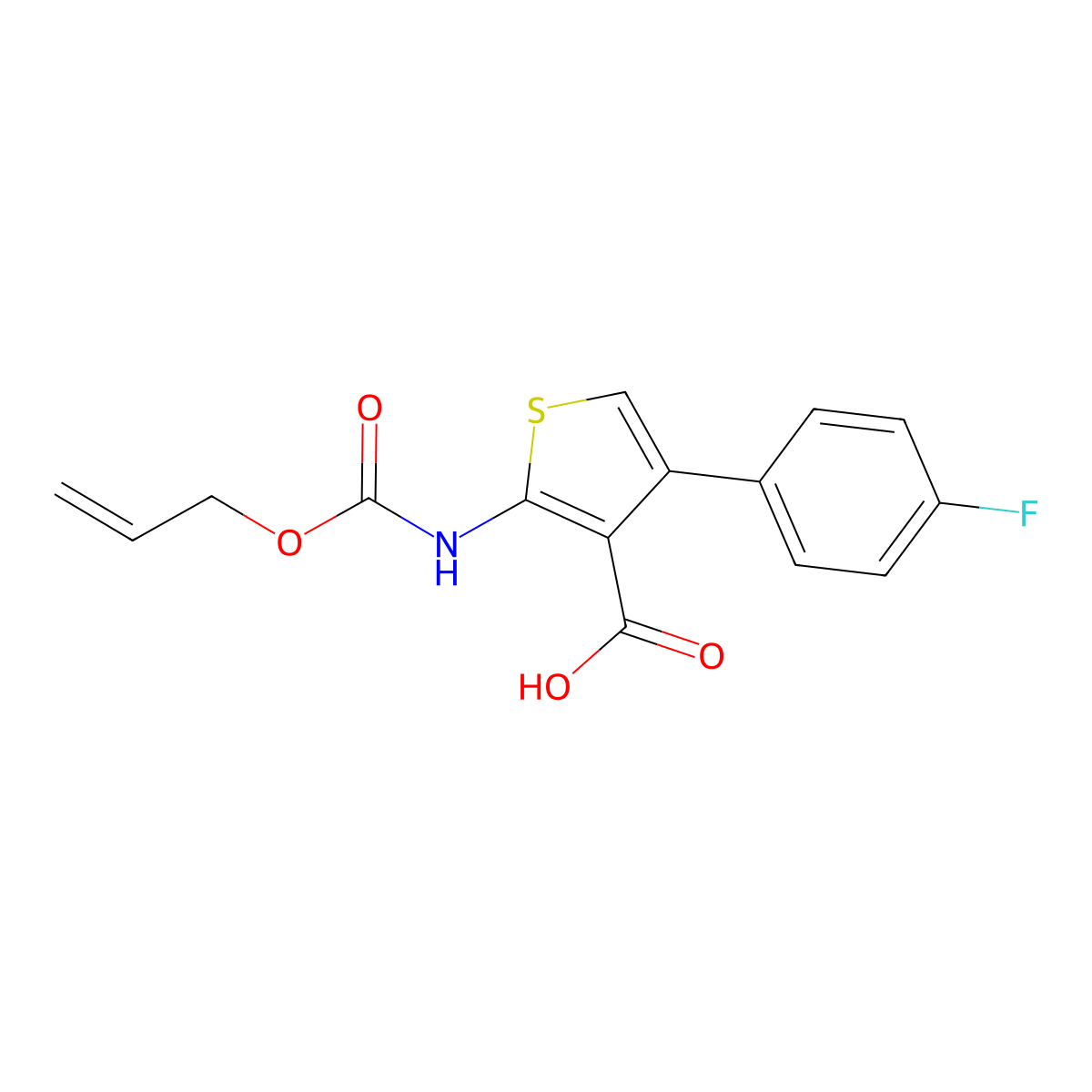 4-(4-Fluorophenyl)-2-{[(prop-2-en-1-yloxy)carbonyl]amino}thiophene-3-carboxylic acid molecular structure, CAS 2870644-84-9