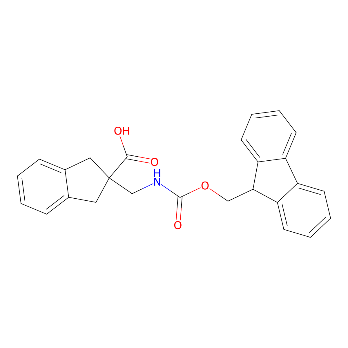 2-[({[(9H-fluoren-9-yl)methoxy]carbonyl}amino)methyl]-2,3-dihydro-1H-indene-2-carboxylic acid molecular structure, CAS 2870644-85-0