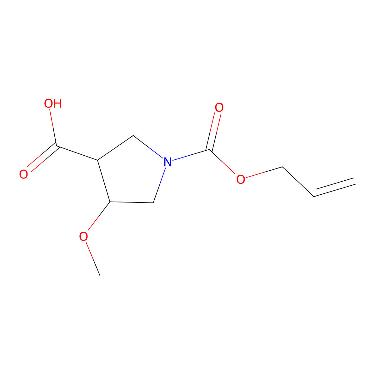 rac-(3R,4S)-4-methoxy-1-[(prop-2-en-1-yloxy)carbonyl]pyrrolidine-3-carboxylic acid molecular structure, CAS 2870644-89-4