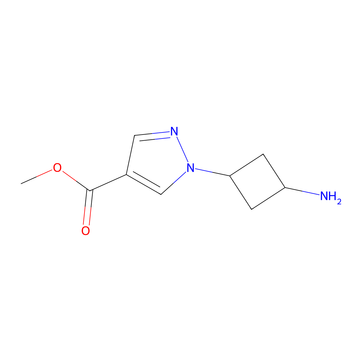 methyl 1-(3-aminocyclobutyl)-1H-pyrazole-4-carboxylate molecular structure, CAS 2870644-93-0
