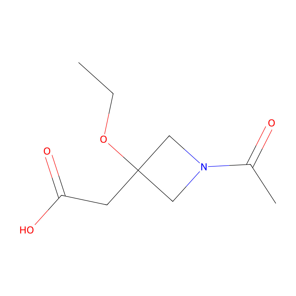2-(1-Acetyl-3-ethoxyazetidin-3-yl)acetic acid molecular structure, CAS 2870644-94-1