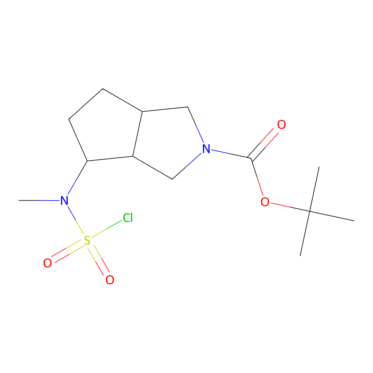 Tert-butyl 4-[(chlorosulfonyl)(methyl)amino]-octahydrocyclopenta[c]pyrrole-2-carboxylate molecular structure, CAS 2870644-99-6