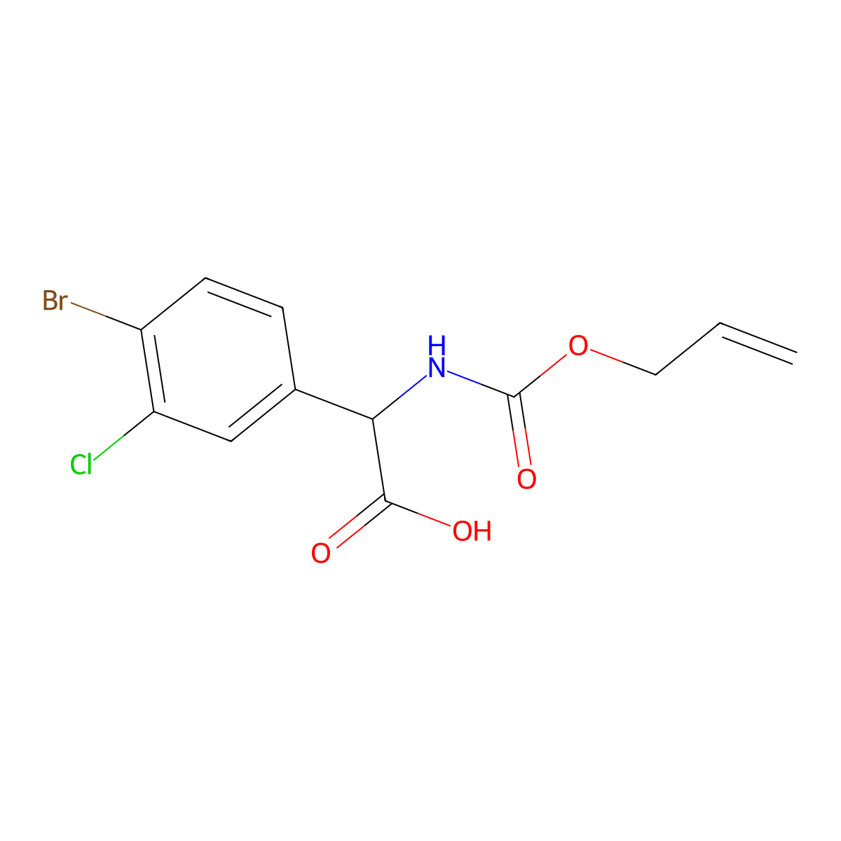 2-(4-Bromo-3-chlorophenyl)-2-{[(prop-2-en-1-yloxy)carbonyl]amino}acetic acid molecular structure, CAS 2870645-01-3