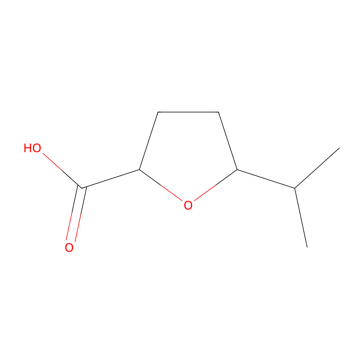 rac-(2R,5S)-5-(propan-2-yl)oxolane-2-carboxylic acid molecular structure, CAS 2870645-08-0