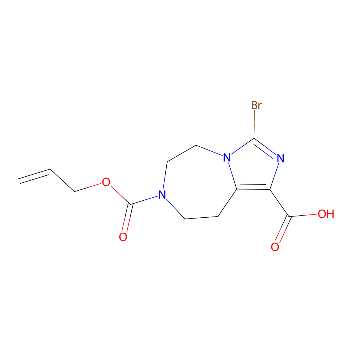 3-bromo-7-[(prop-2-en-1-yloxy)carbonyl]-5H,6H,7H,8H,9H-imidazo[1,5-d][1,4]diazepine-1-carboxylic acid molecular structure, CAS 2870645-10-4