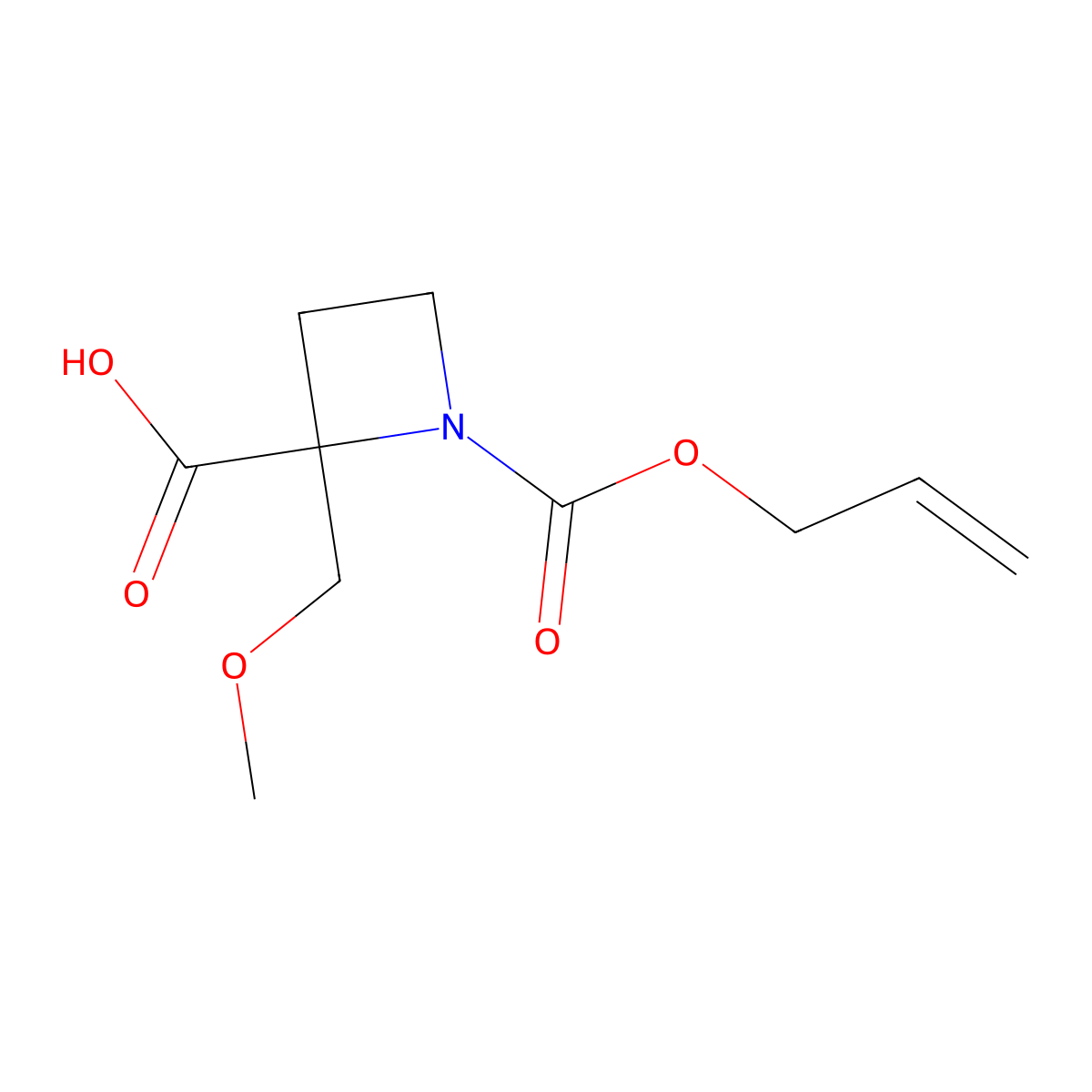 2-(Methoxymethyl)-1-[(prop-2-en-1-yloxy)carbonyl]azetidine-2-carboxylic acid molecular structure, CAS 2870645-14-8
