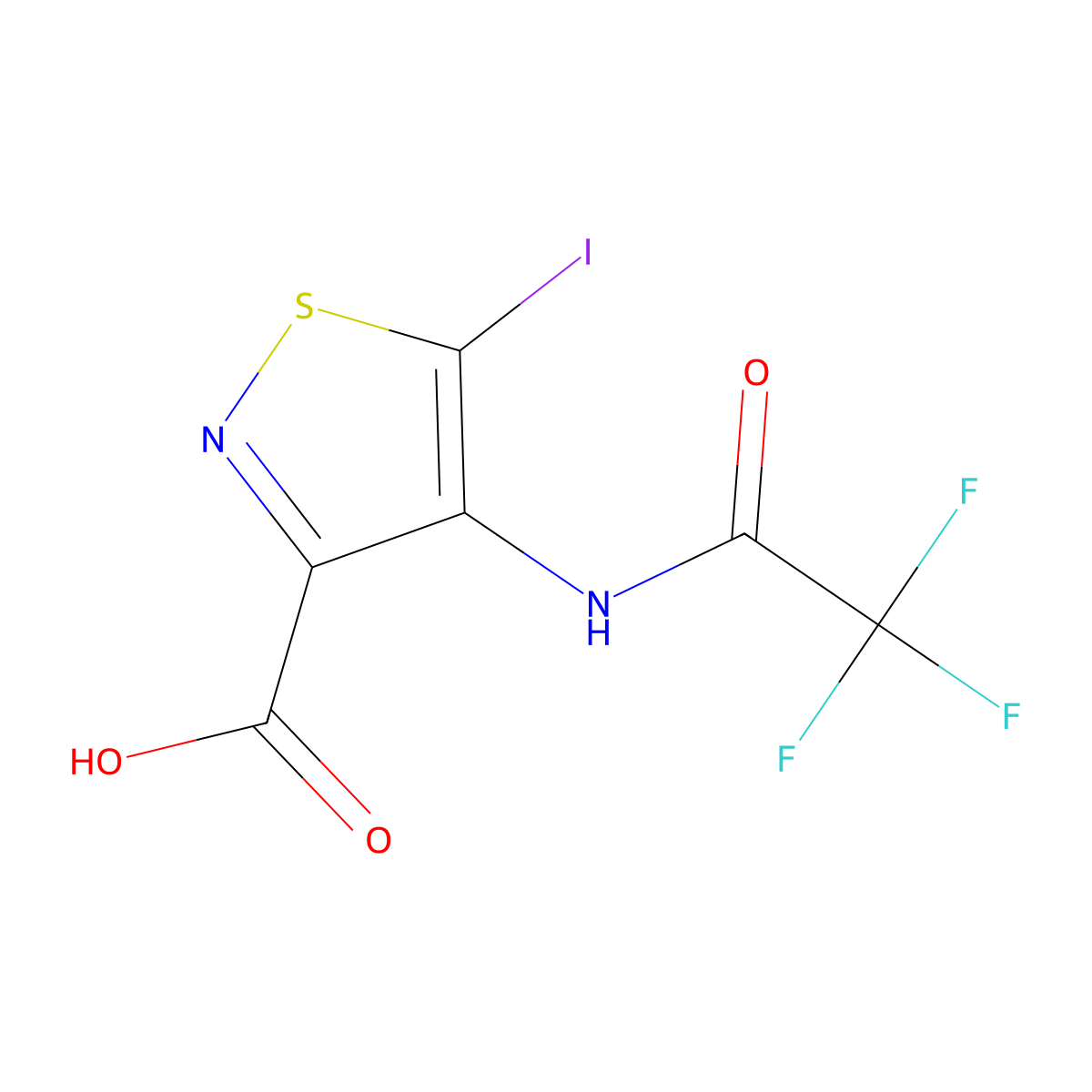 5-Iodo-4-(2,2,2-trifluoroacetamido)-1,2-thiazole-3-carboxylic acid molecular structure, CAS 2870645-17-1