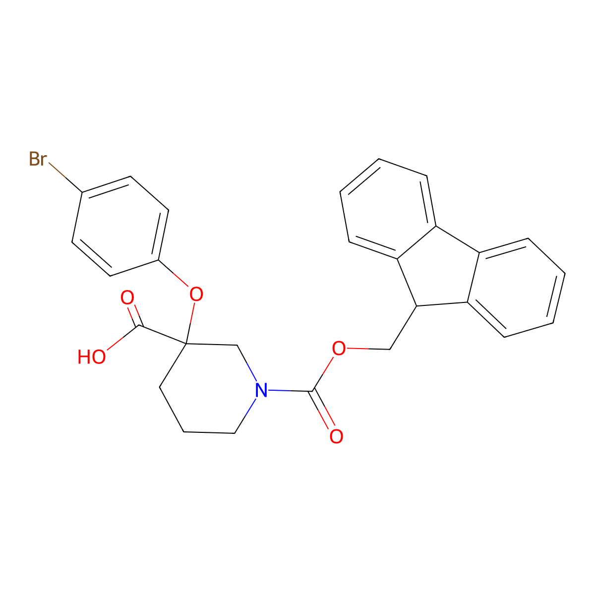 3-(4-bromophenoxy)-1-{[(9H-fluoren-9-yl)methoxy]carbonyl}piperidine-3-carboxylic acid molecular structure, CAS 2870645-20-6