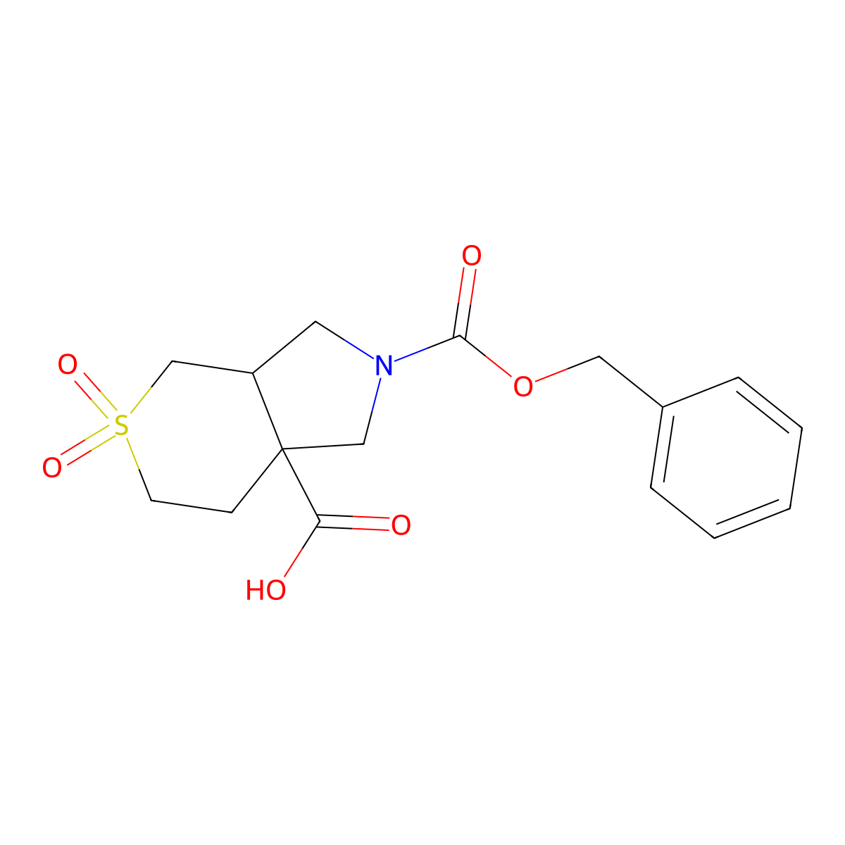 rac-(3aR,7aR)-2-[(benzyloxy)carbonyl]-5,5-dioxo-octahydro-5lambda6-thiopyrano[3,4-c]pyrrole-7a-carboxylic acid molecular structure, CAS 2870645-22-8