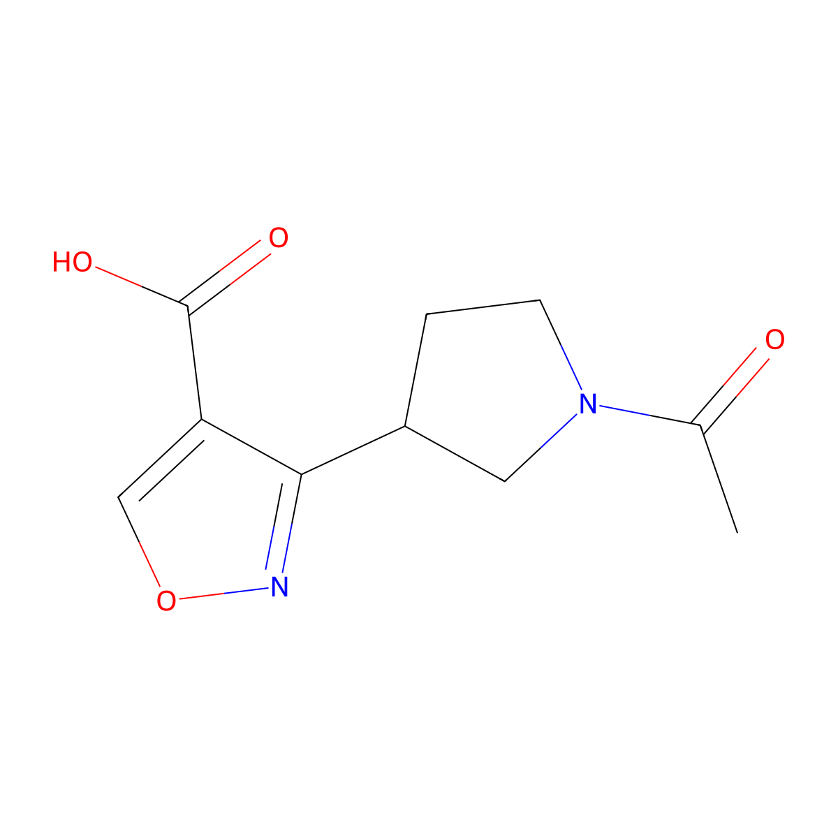 3-(1-Acetylpyrrolidin-3-yl)-1,2-oxazole-4-carboxylic acid molecular structure, CAS 2870645-27-3