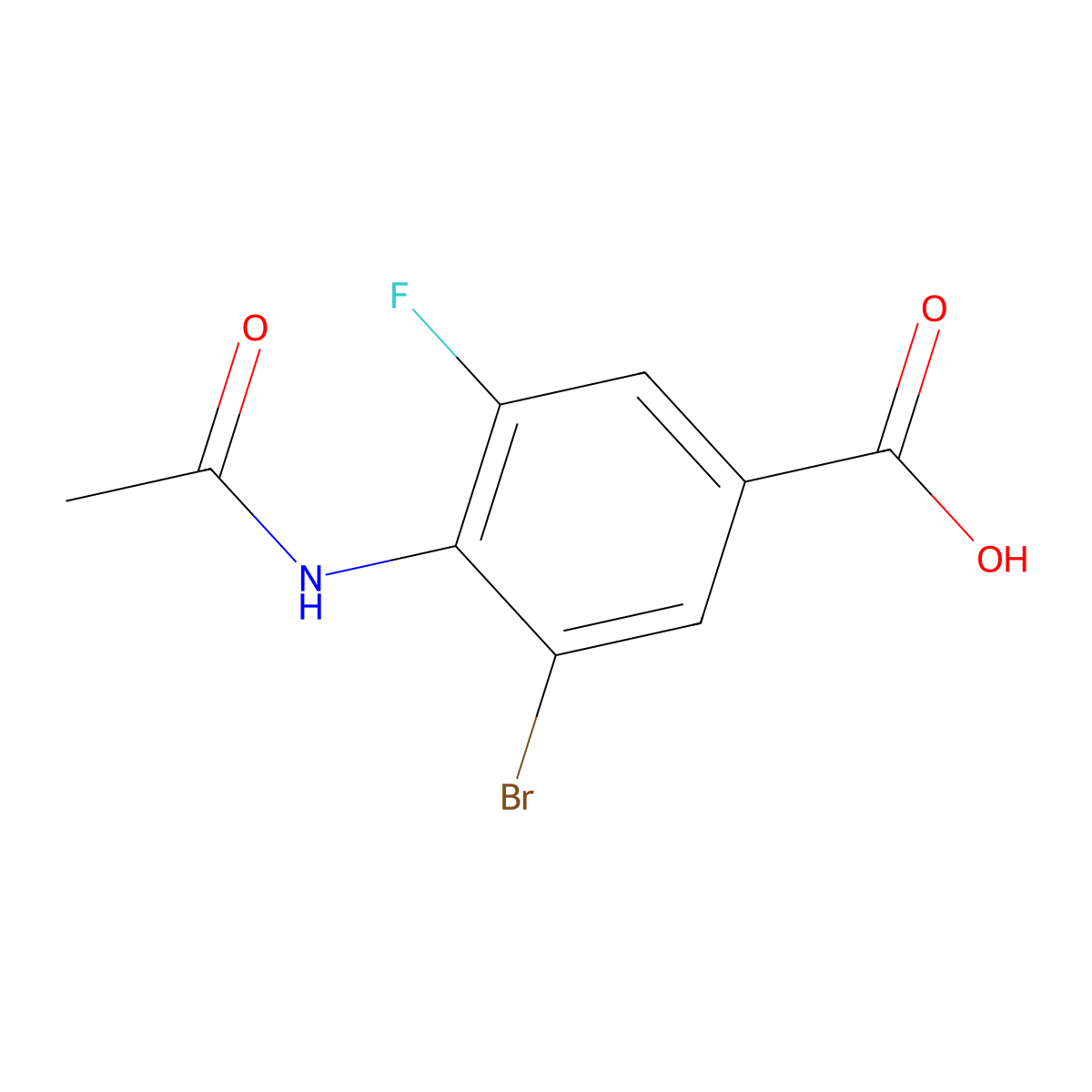 3-Bromo-4-acetamido-5-fluorobenzoic acid molecular structure, CAS 2870645-29-5