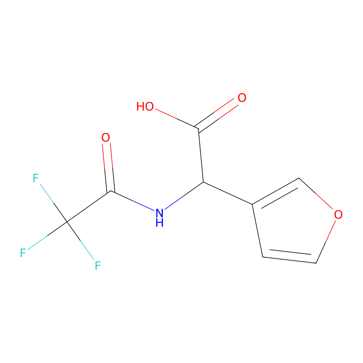 2-(Furan-3-yl)-2-(2,2,2-trifluoroacetamido)acetic acid molecular structure, CAS 2870645-32-0