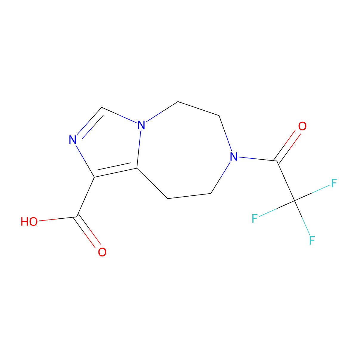 7-(2,2,2-trifluoroacetyl)-5H,6H,7H,8H,9H-imidazo[1,5-d][1,4]diazepine-1-carboxylic acid molecular structure, CAS 2870645-38-6