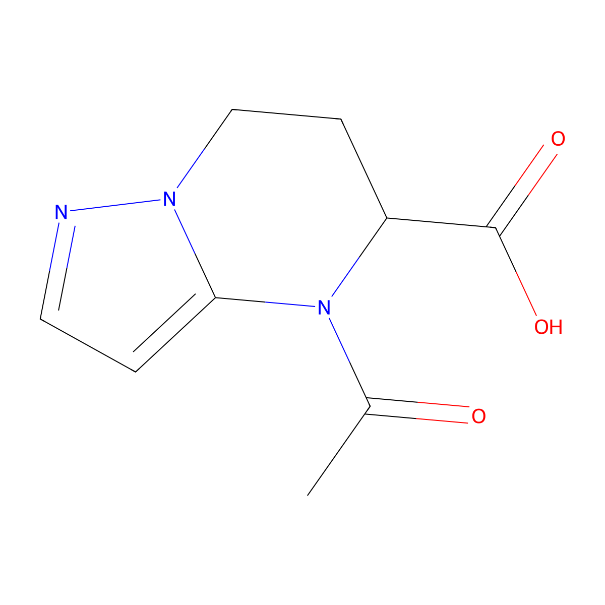 4-acetyl-4H,5H,6H,7H-pyrazolo[1,5-a]pyrimidine-5-carboxylic acid molecular structure, CAS 2870645-46-6