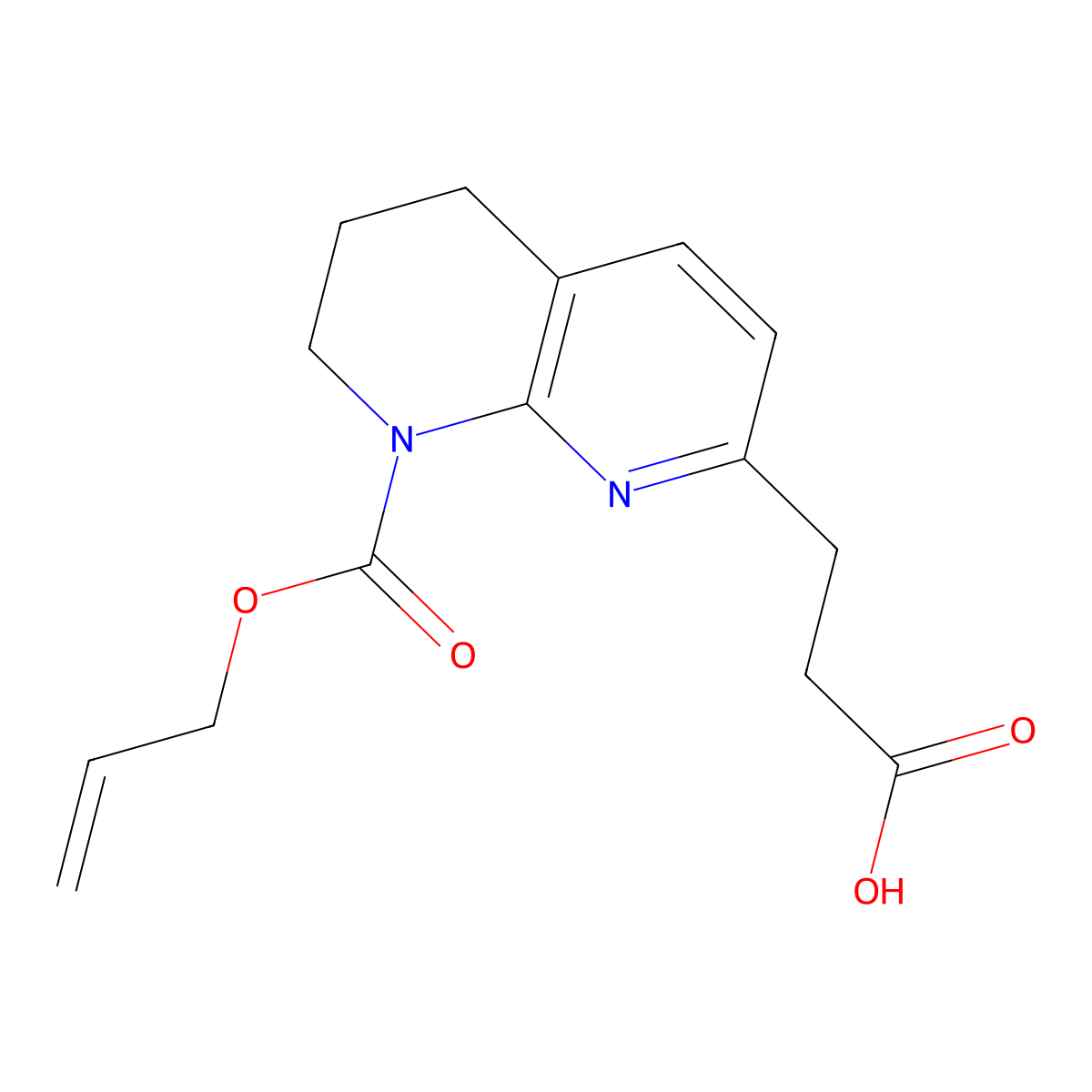 3-{8-[(Prop-2-en-1-yloxy)carbonyl]-5,6,7,8-tetrahydro-1,8-naphthyridin-2-yl}propanoic acid molecular structure, CAS 2870645-50-2