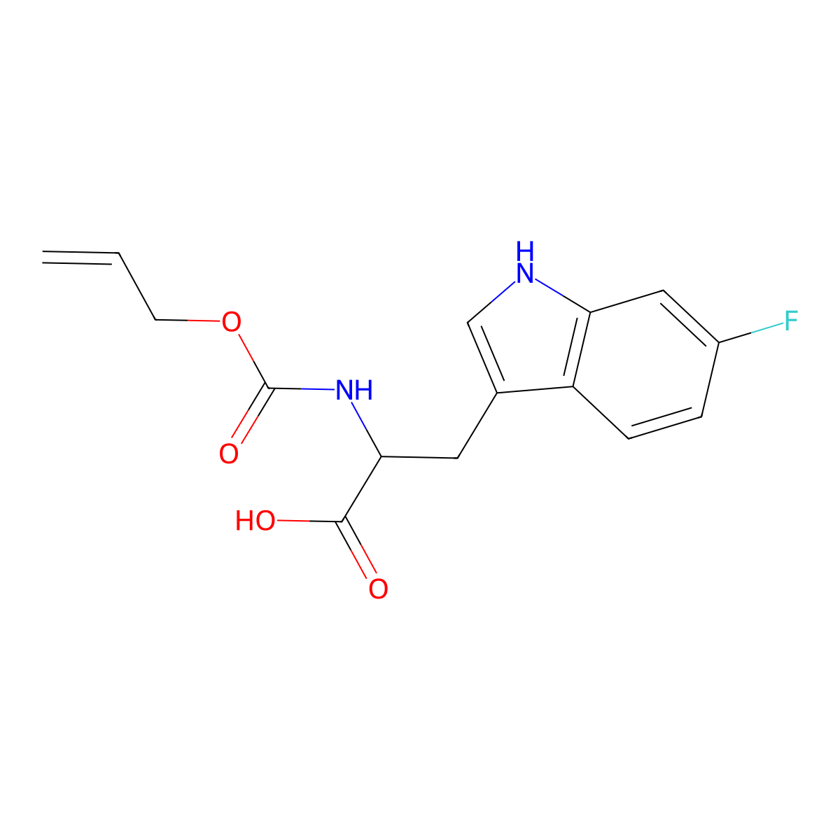 3-(6-fluoro-1H-indol-3-yl)-2-{[(prop-2-en-1-yloxy)carbonyl]amino}propanoic acid molecular structure, CAS 2870645-51-3