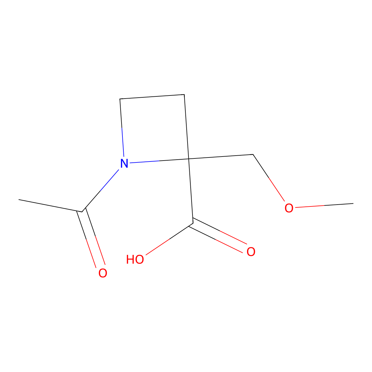 1-Acetyl-2-(methoxymethyl)azetidine-2-carboxylic acid molecular structure, CAS 2870645-56-8