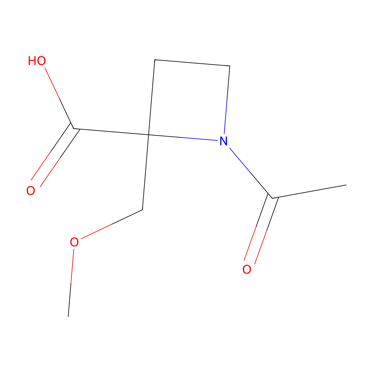 1-Acetyl-2-(methoxymethyl)azetidine-2-carboxylic acid molecular structure, CAS 2870645-56-8