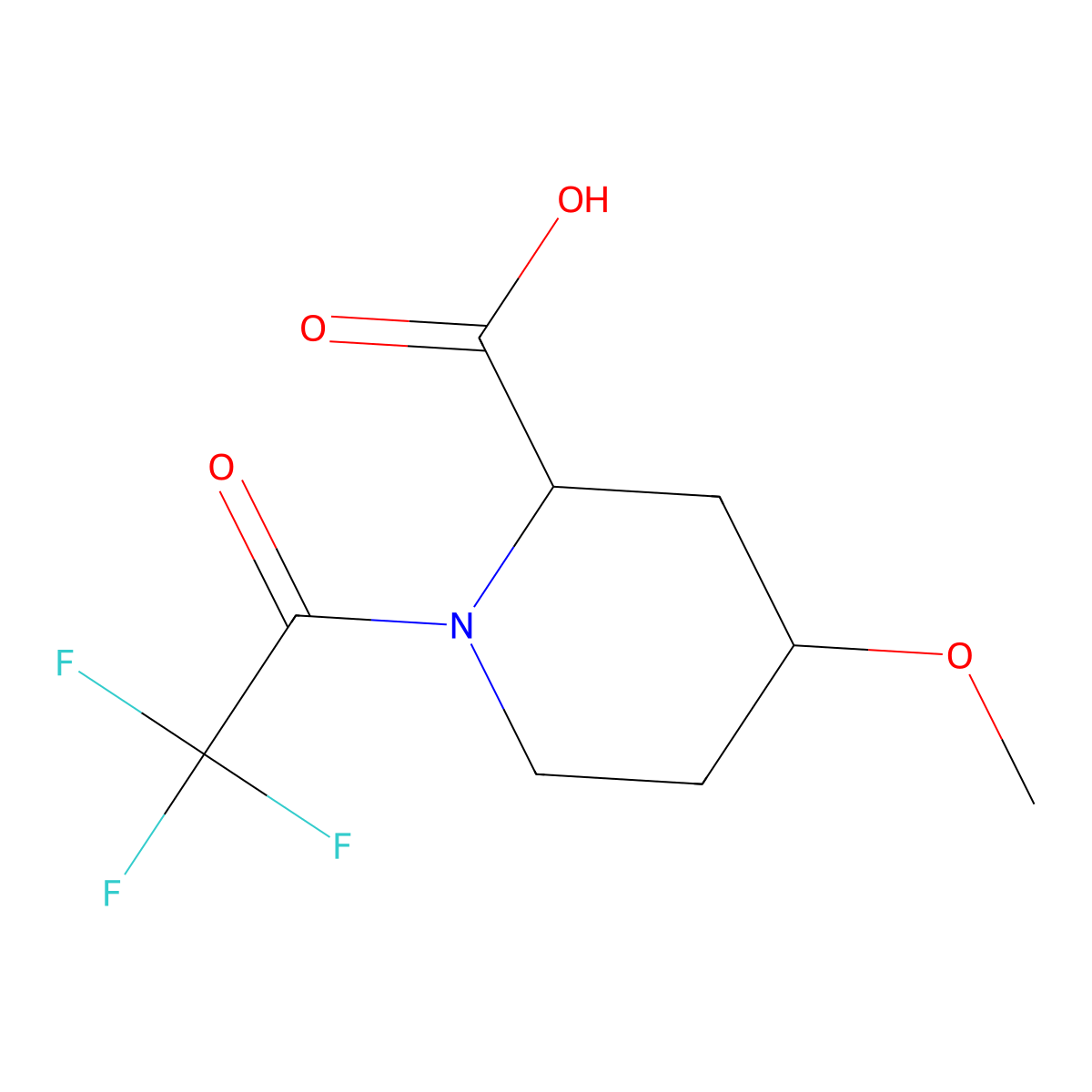 rac-(2R,4S)-4-methoxy-1-(2,2,2-trifluoroacetyl)piperidine-2-carboxylic acid molecular structure, CAS 2870645-60-4